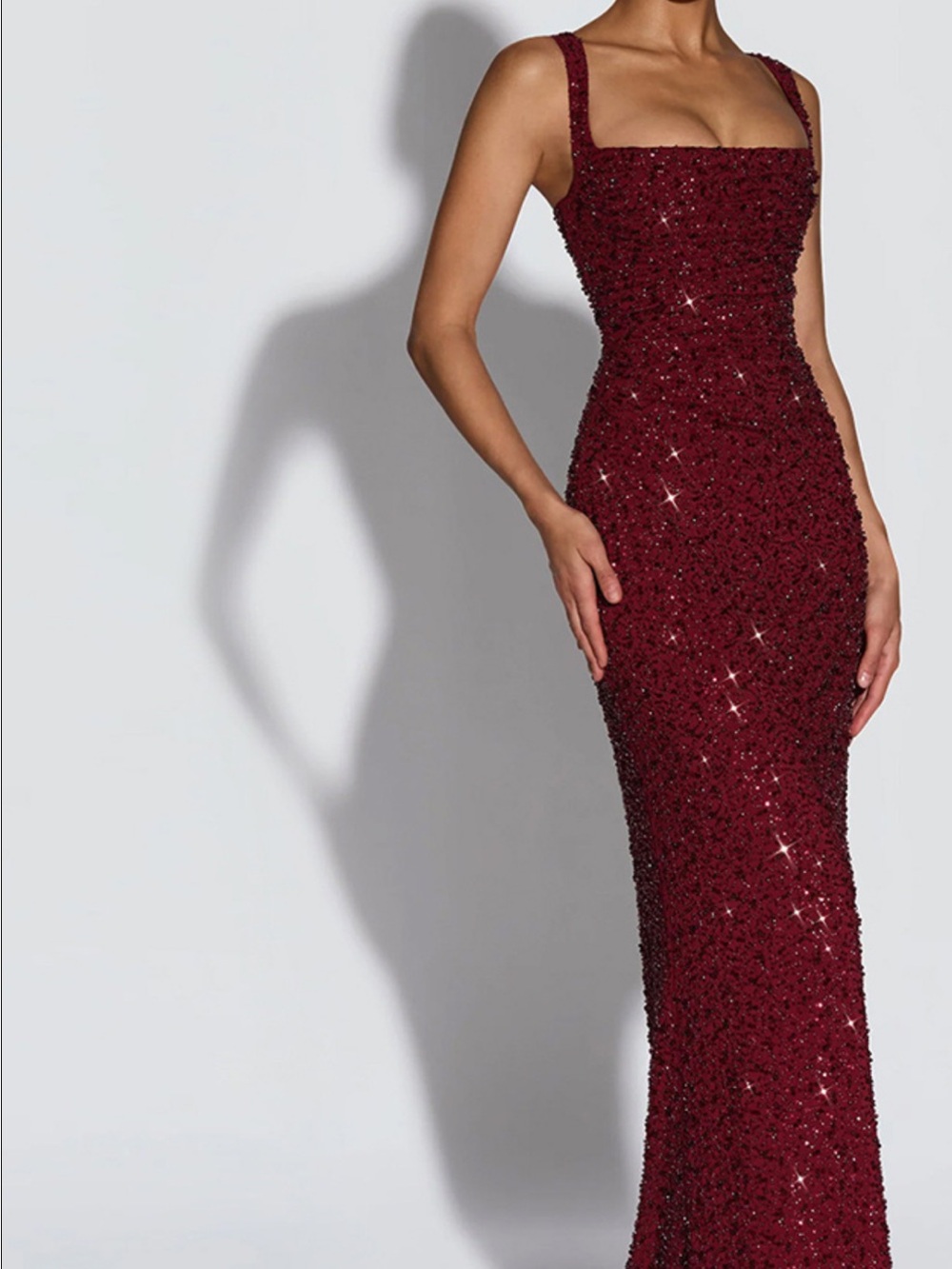 Square neck sequin dress with corset back. NWT